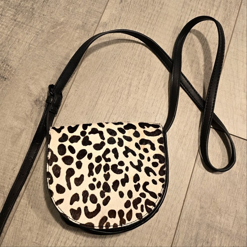 Zara mini crossbody bag calf skin hair leopard